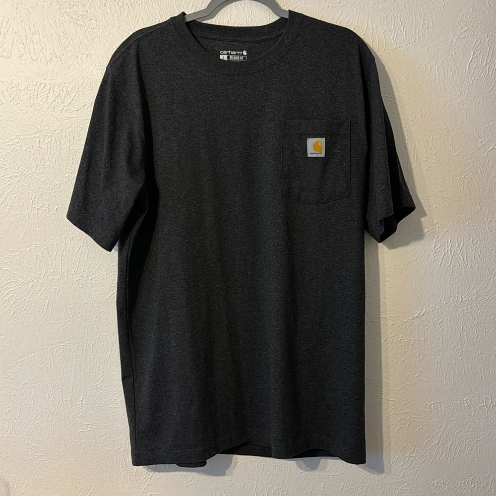 Carharrt Relaxed Fit Heavyweight Short Sleeve Pocket T-Shirt in Carbon Heather